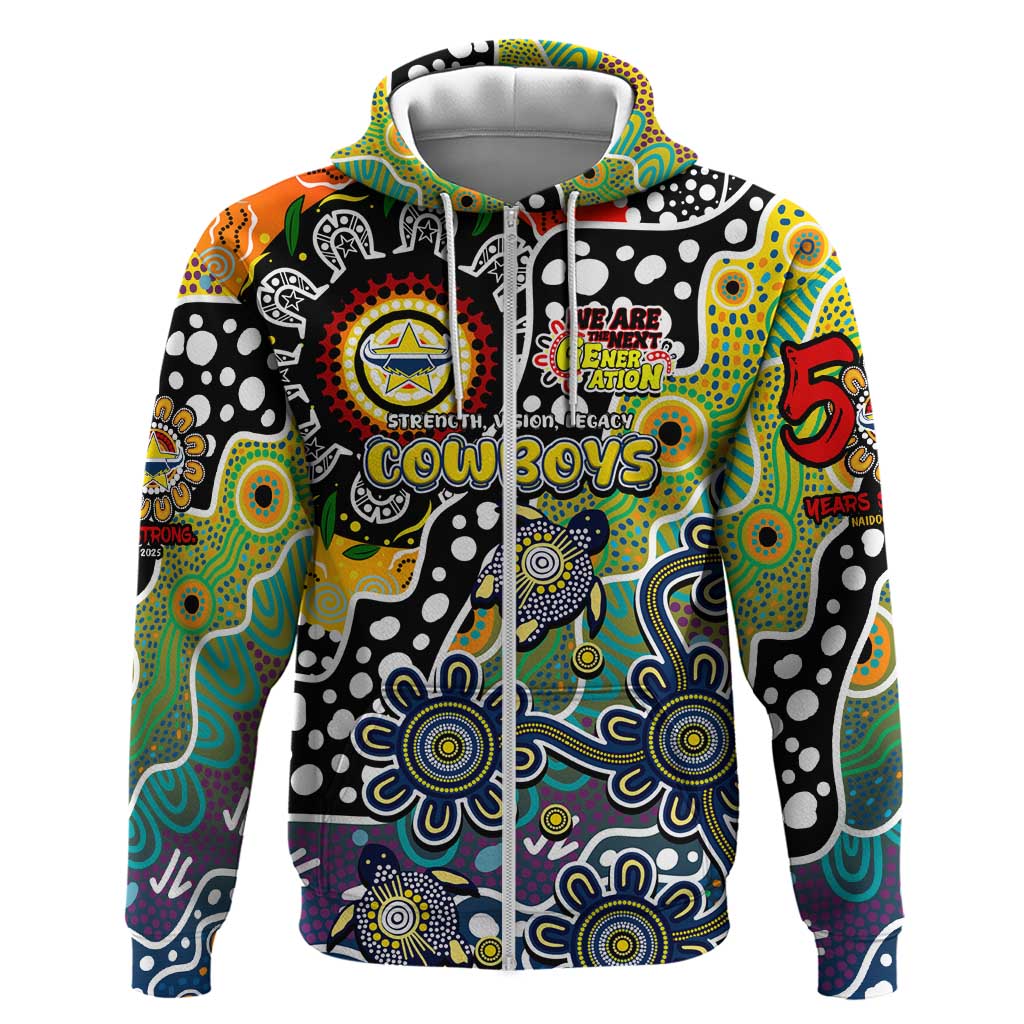Personalised Cowboys NRL Celebrating 50 Years of Naidoc Zip Hoodie NAIDOC Week 2025 Aboriginal