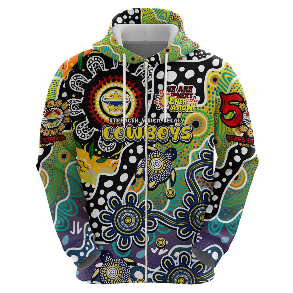 Personalised Cowboys NRL Celebrating 50 Years of Naidoc Zip Hoodie NAIDOC Week 2025 Aboriginal