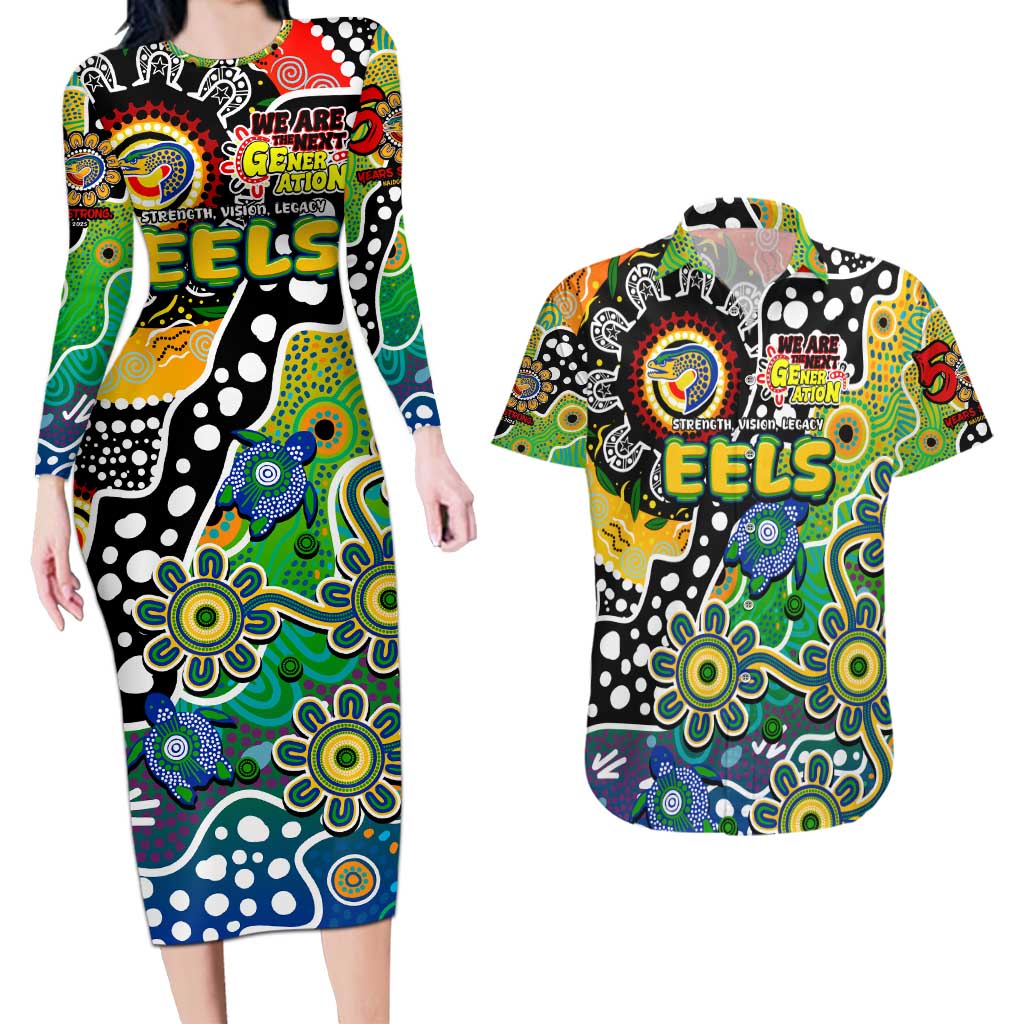 Personalised Eels NRL Celebrating 50 Years of Naidoc Couples Matching Long Sleeve Bodycon Dress and Hawaiian Shirt NAIDOC Week 2025 Aboriginal