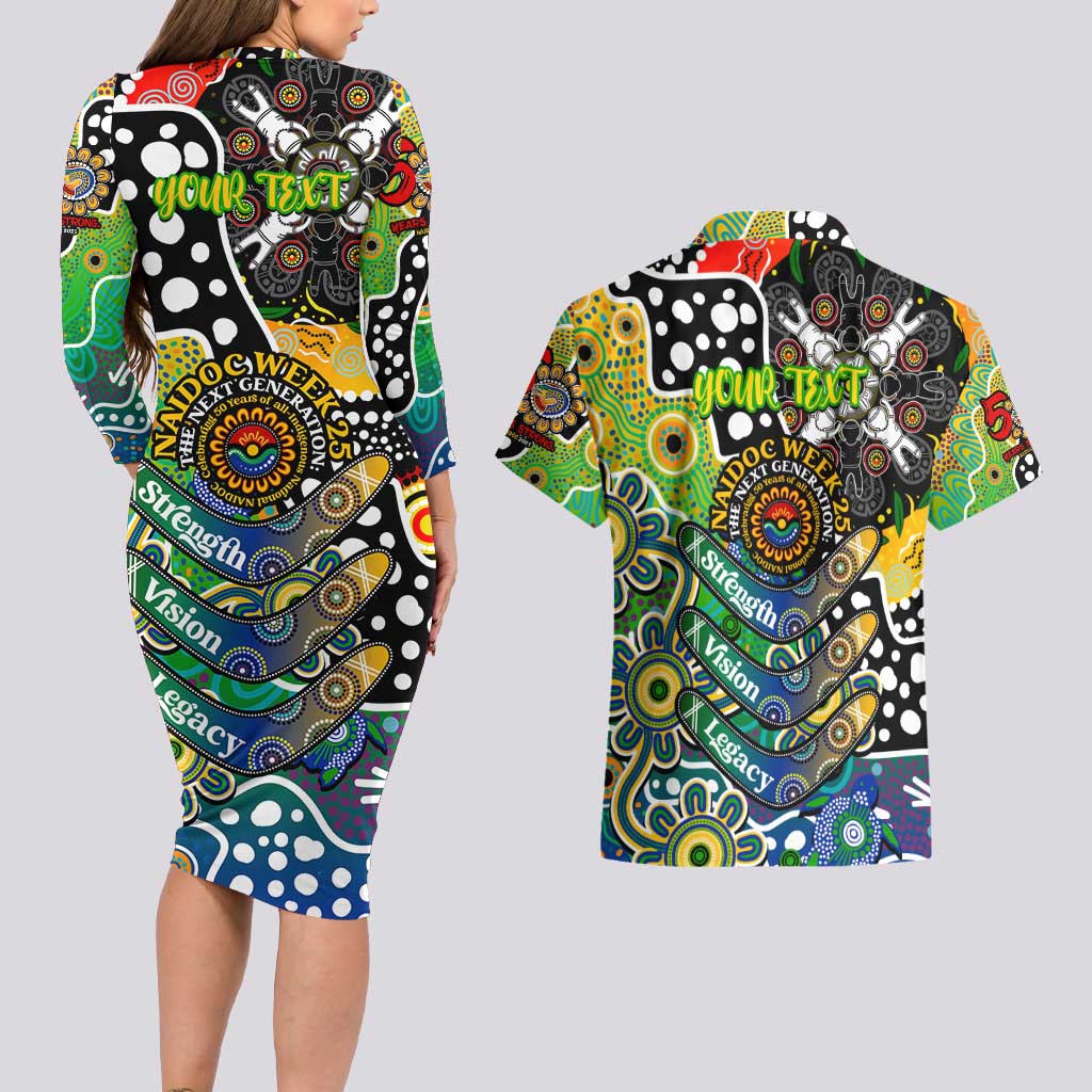 Personalised Eels NRL Celebrating 50 Years of Naidoc Couples Matching Long Sleeve Bodycon Dress and Hawaiian Shirt NAIDOC Week 2025 Aboriginal