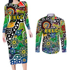 Personalised Eels NRL Celebrating 50 Years of Naidoc Couples Matching Long Sleeve Bodycon Dress and Long Sleeve Button Shirt NAIDOC Week 2025 Aboriginal