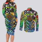Personalised Eels NRL Celebrating 50 Years of Naidoc Couples Matching Long Sleeve Bodycon Dress and Long Sleeve Button Shirt NAIDOC Week 2025 Aboriginal