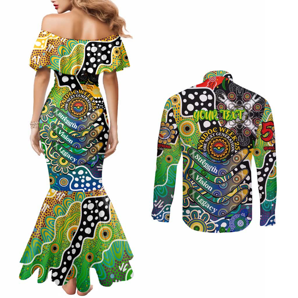 Personalised Eels NRL Celebrating 50 Years of Naidoc Couples Matching Mermaid Dress and Long Sleeve Button Shirt NAIDOC Week 2025 Aboriginal