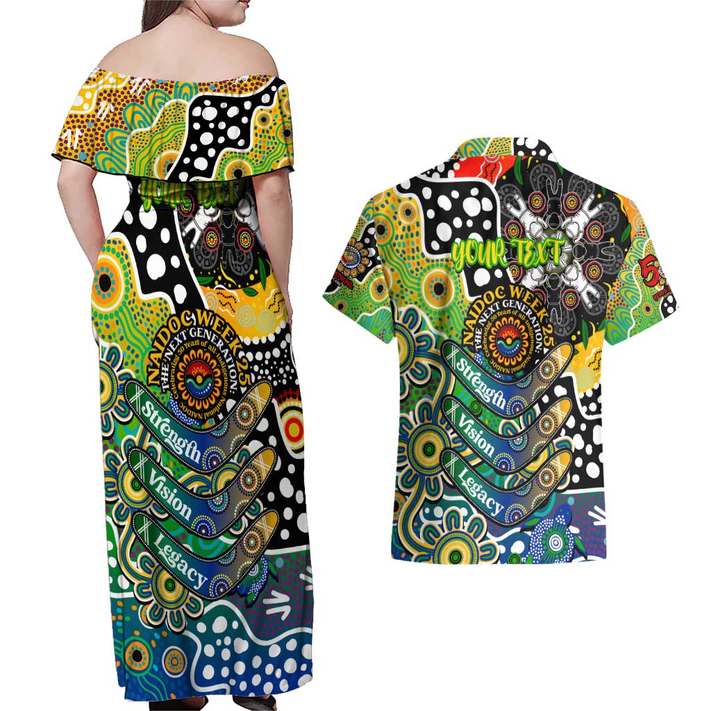 Personalised Eels NRL Celebrating 50 Years of Naidoc Couples Matching Off Shoulder Maxi Dress and Hawaiian Shirt NAIDOC Week 2025 Aboriginal
