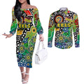 Personalised Eels NRL Celebrating 50 Years of Naidoc Couples Matching Off The Shoulder Long Sleeve Dress and Long Sleeve Button Shirt NAIDOC Week 2025 Aboriginal
