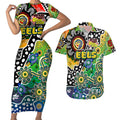 Personalised Eels NRL Celebrating 50 Years of Naidoc Couples Matching Short Sleeve Bodycon Dress and Hawaiian Shirt NAIDOC Week 2025 Aboriginal
