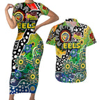 Personalised Eels NRL Celebrating 50 Years of Naidoc Couples Matching Short Sleeve Bodycon Dress and Hawaiian Shirt NAIDOC Week 2025 Aboriginal