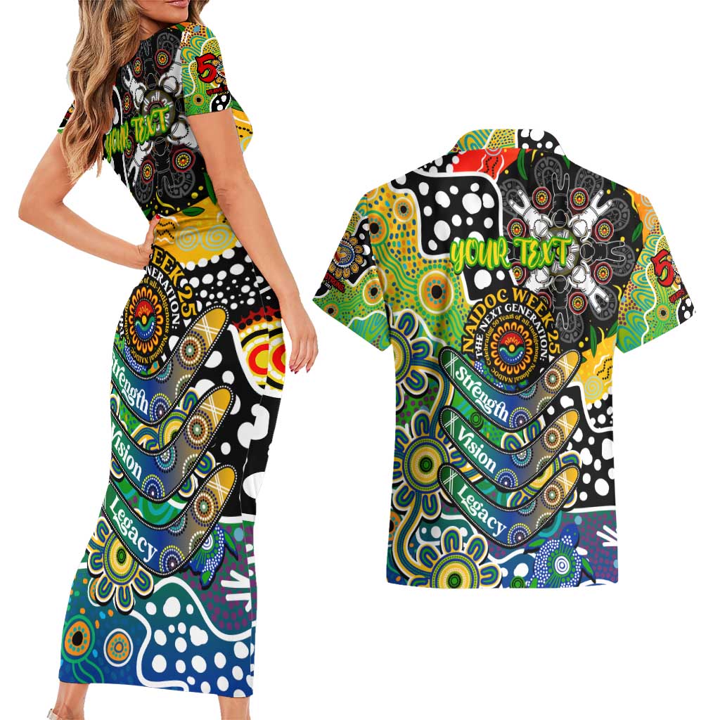 Personalised Eels NRL Celebrating 50 Years of Naidoc Couples Matching Short Sleeve Bodycon Dress and Hawaiian Shirt NAIDOC Week 2025 Aboriginal