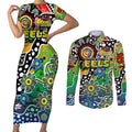 Personalised Eels NRL Celebrating 50 Years of Naidoc Couples Matching Short Sleeve Bodycon Dress and Long Sleeve Button Shirt NAIDOC Week 2025 Aboriginal