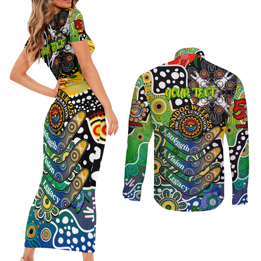 Personalised Eels NRL Celebrating 50 Years of Naidoc Couples Matching Short Sleeve Bodycon Dress and Long Sleeve Button Shirt NAIDOC Week 2025 Aboriginal