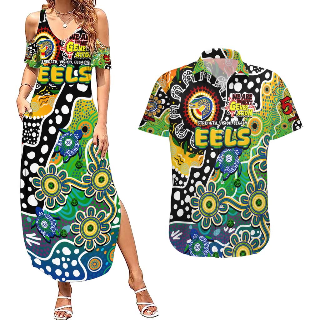 Personalised Eels NRL Celebrating 50 Years of Naidoc Couples Matching Summer Maxi Dress and Hawaiian Shirt NAIDOC Week 2025 Aboriginal