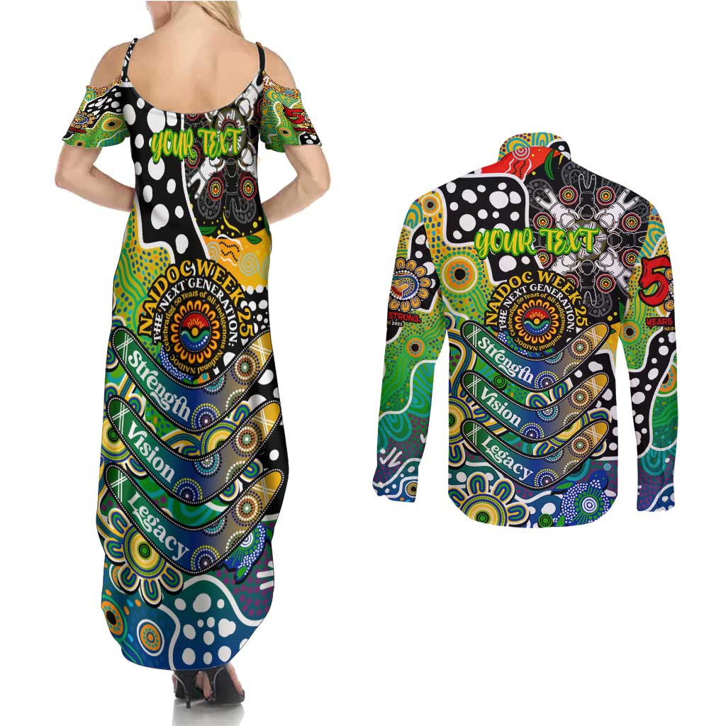 Personalised Eels NRL Celebrating 50 Years of Naidoc Couples Matching Summer Maxi Dress and Long Sleeve Button Shirt NAIDOC Week 2025 Aboriginal
