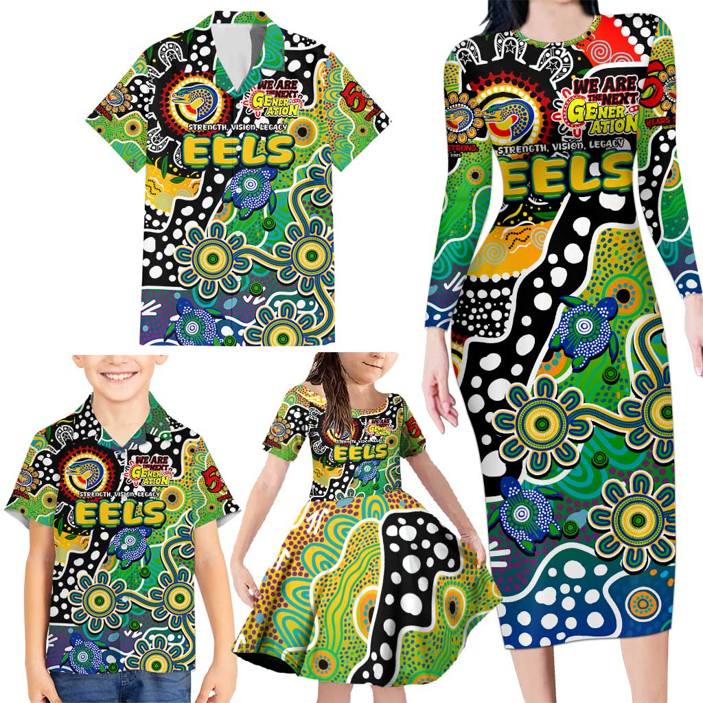 Personalised Eels NRL Celebrating 50 Years of Naidoc Family Matching Long Sleeve Bodycon Dress and Hawaiian Shirt NAIDOC Week 2025 Aboriginal