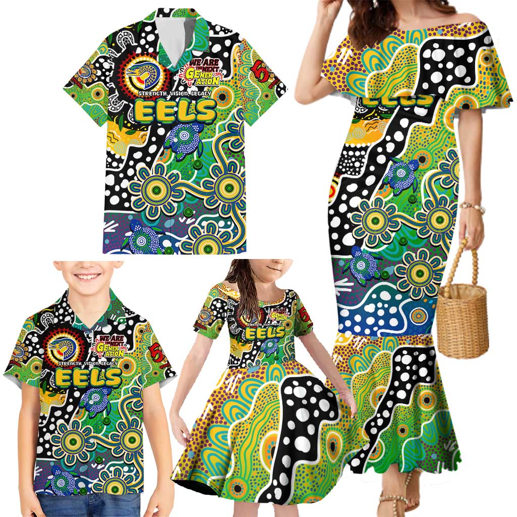 Personalised Eels NRL Celebrating 50 Years of Naidoc Family Matching Mermaid Dress and Hawaiian Shirt NAIDOC Week 2025 Aboriginal