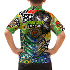 Personalised Eels NRL Celebrating 50 Years of Naidoc Family Matching Off The Shoulder Long Sleeve Dress and Hawaiian Shirt NAIDOC Week 2025 Aboriginal
