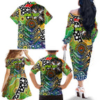 Personalised Eels NRL Celebrating 50 Years of Naidoc Family Matching Off The Shoulder Long Sleeve Dress and Hawaiian Shirt NAIDOC Week 2025 Aboriginal