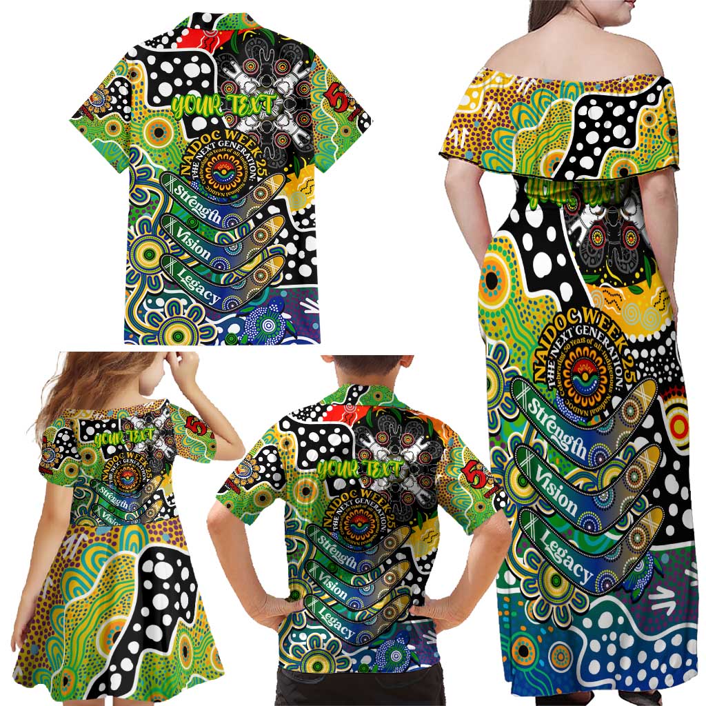 Personalised Eels NRL Celebrating 50 Years of Naidoc Family Matching Off Shoulder Maxi Dress and Hawaiian Shirt NAIDOC Week 2025 Aboriginal