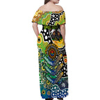 Personalised Eels NRL Celebrating 50 Years of Naidoc Family Matching Off Shoulder Maxi Dress and Hawaiian Shirt NAIDOC Week 2025 Aboriginal