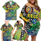 Personalised Eels NRL Celebrating 50 Years of Naidoc Family Matching Off Shoulder Short Dress and Hawaiian Shirt NAIDOC Week 2025 Aboriginal