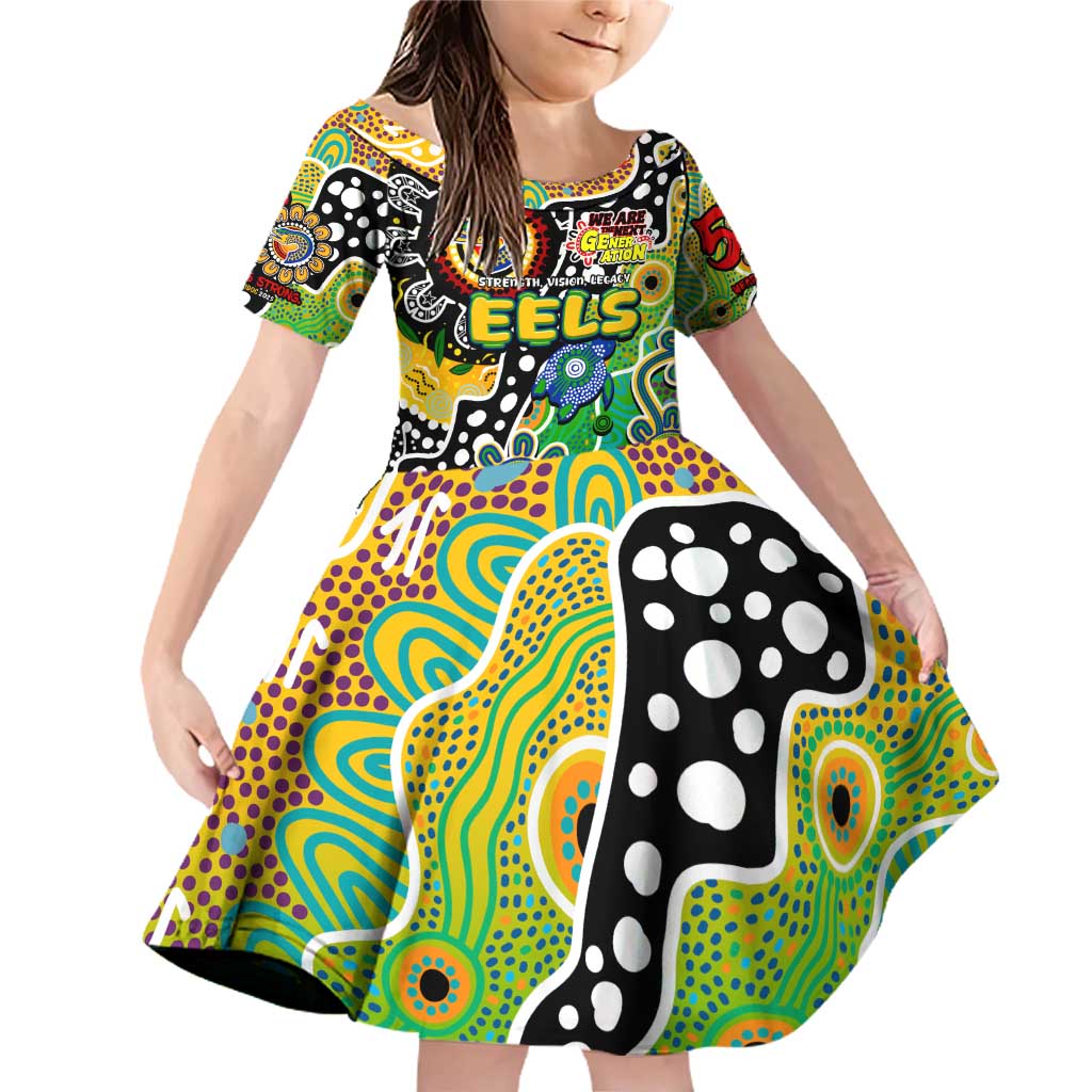 Personalised Eels NRL Celebrating 50 Years of Naidoc Family Matching Off Shoulder Short Dress and Hawaiian Shirt NAIDOC Week 2025 Aboriginal