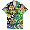 Personalised Eels NRL Celebrating 50 Years of Naidoc Family Matching Off Shoulder Short Dress and Hawaiian Shirt NAIDOC Week 2025 Aboriginal