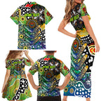Personalised Eels NRL Celebrating 50 Years of Naidoc Family Matching Short Sleeve Bodycon Dress and Hawaiian Shirt NAIDOC Week 2025 Aboriginal
