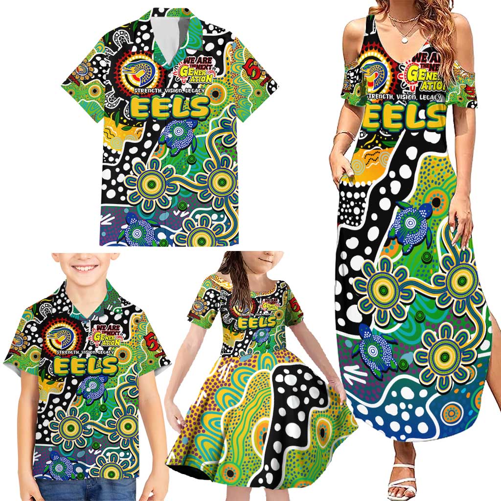 Personalised Eels NRL Celebrating 50 Years of Naidoc Family Matching Summer Maxi Dress and Hawaiian Shirt NAIDOC Week 2025 Aboriginal
