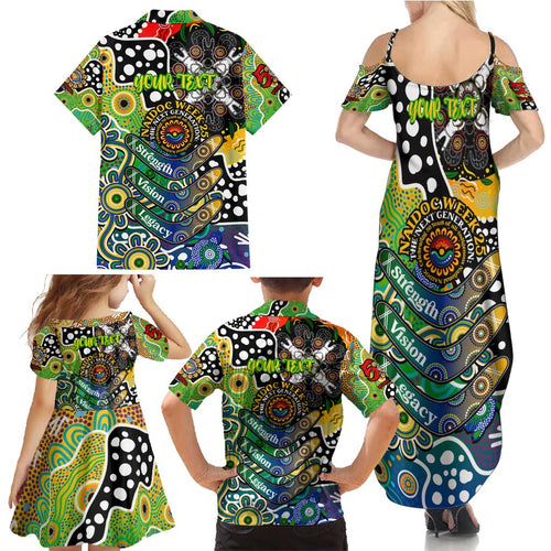 Personalised Eels NRL Celebrating 50 Years of Naidoc Family Matching Summer Maxi Dress and Hawaiian Shirt NAIDOC Week 2025 Aboriginal