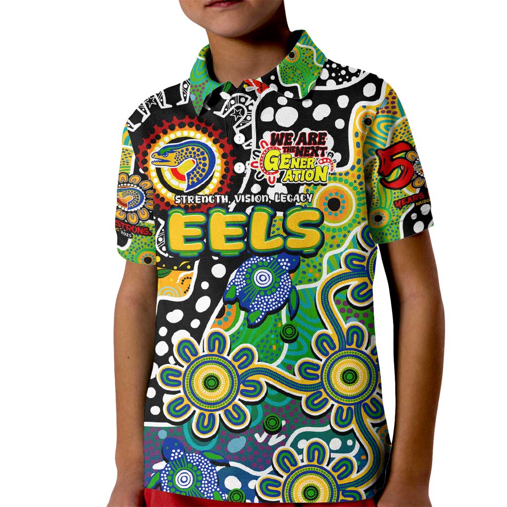 Personalised Eels NRL Celebrating 50 Years of Naidoc Kid Polo Shirt NAIDOC Week 2025 Aboriginal