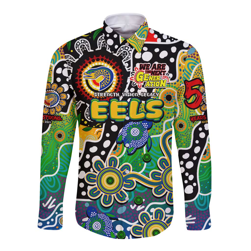 Personalised Eels NRL Celebrating 50 Years of Naidoc Long Sleeve Button Shirt NAIDOC Week 2025 Aboriginal