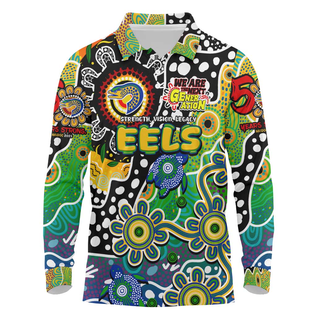 Personalised Eels NRL Celebrating 50 Years of Naidoc Long Sleeve Polo Shirt NAIDOC Week 2025 Aboriginal