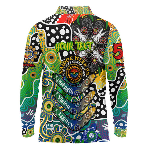 Personalised Eels NRL Celebrating 50 Years of Naidoc Long Sleeve Polo Shirt NAIDOC Week 2025 Aboriginal