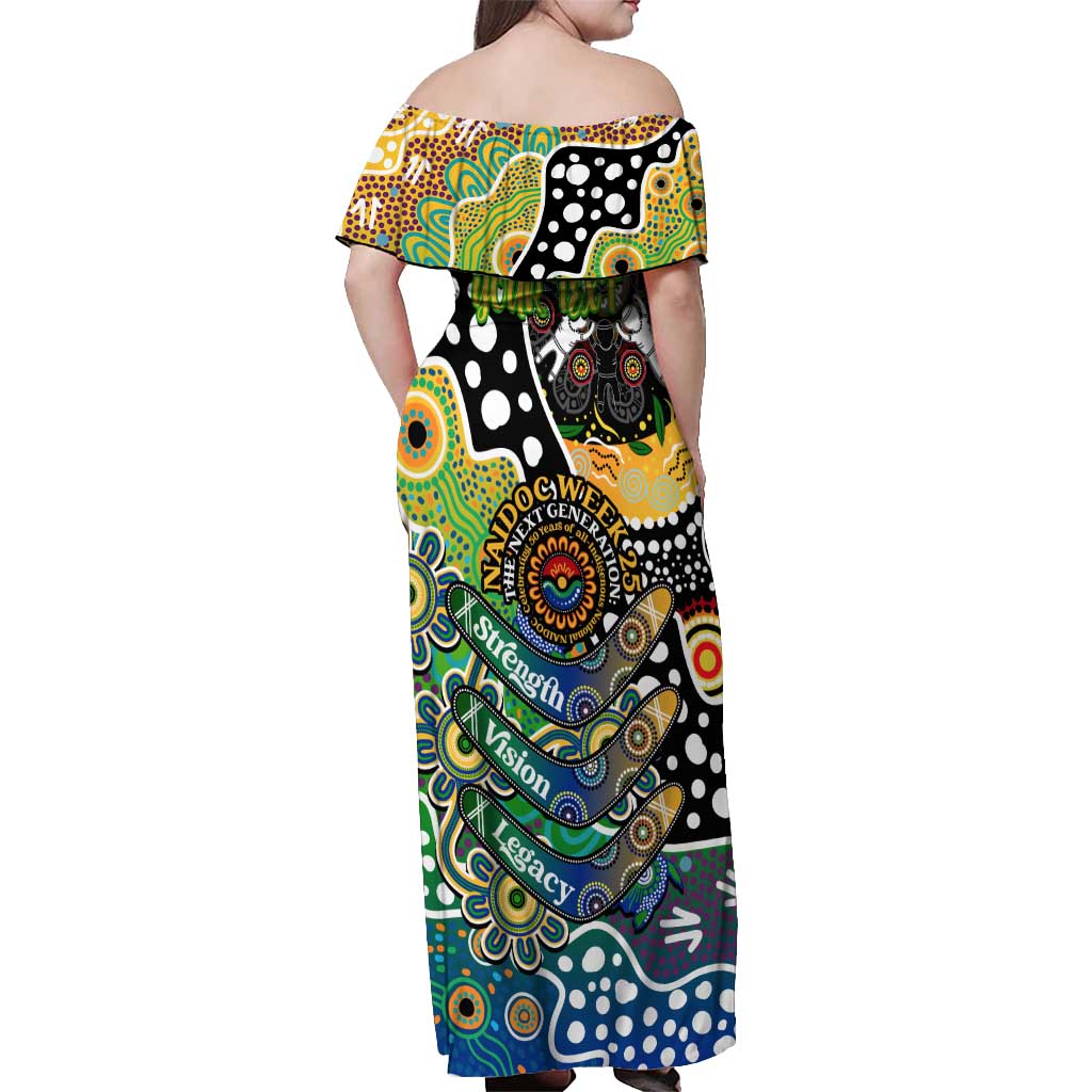 Personalised Eels NRL Celebrating 50 Years of Naidoc Off Shoulder Maxi Dress NAIDOC Week 2025 Aboriginal