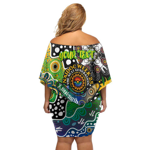 Personalised Eels NRL Celebrating 50 Years of Naidoc Off Shoulder Short Dress NAIDOC Week 2025 Aboriginal