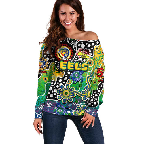 Personalised Eels NRL Celebrating 50 Years of Naidoc Off Shoulder Sweater NAIDOC Week 2025 Aboriginal