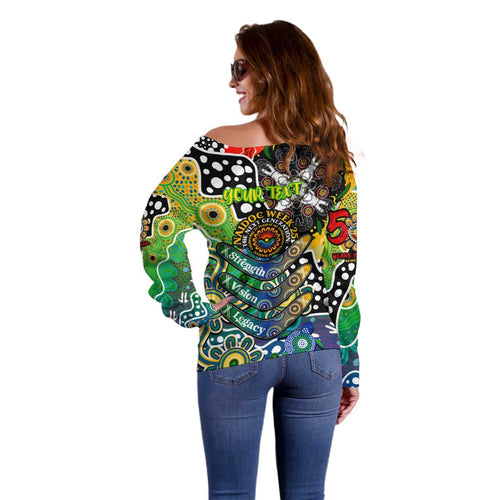 Personalised Eels NRL Celebrating 50 Years of Naidoc Off Shoulder Sweater NAIDOC Week 2025 Aboriginal