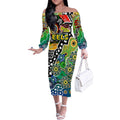 Personalised Eels NRL Celebrating 50 Years of Naidoc Off The Shoulder Long Sleeve Dress NAIDOC Week 2025 Aboriginal