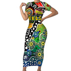 Personalised Eels NRL Celebrating 50 Years of Naidoc Short Sleeve Bodycon Dress NAIDOC Week 2025 Aboriginal