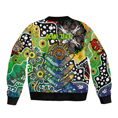 Personalised Eels NRL Celebrating 50 Years of Naidoc Sleeve Zip Bomber Jacket NAIDOC Week 2025 Aboriginal