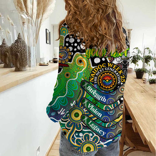 Personalised Eels NRL Celebrating 50 Years of Naidoc Women Casual Shirt NAIDOC Week 2025 Aboriginal