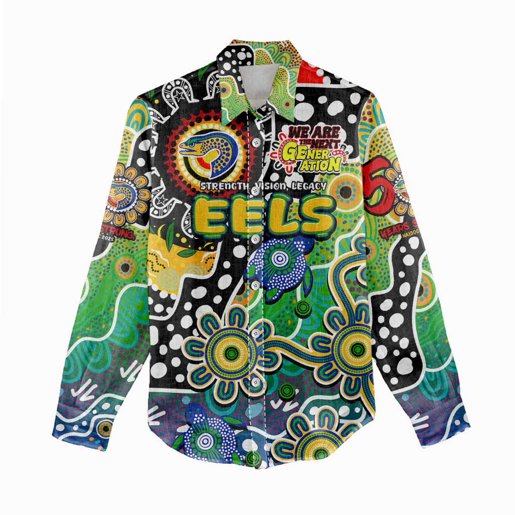 Personalised Eels NRL Celebrating 50 Years of Naidoc Women Casual Shirt NAIDOC Week 2025 Aboriginal