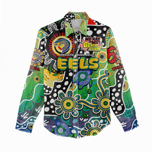 Personalised Eels NRL Celebrating 50 Years of Naidoc Women Casual Shirt NAIDOC Week 2025 Aboriginal