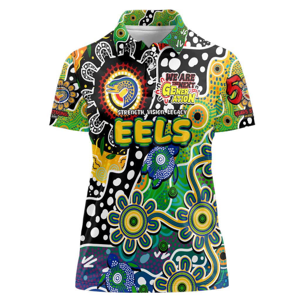 Personalised Eels NRL Celebrating 50 Years of Naidoc Women Polo Shirt NAIDOC Week 2025 Aboriginal