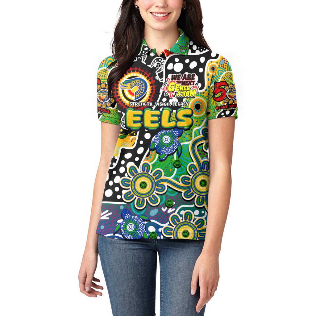 Personalised Eels NRL Celebrating 50 Years of Naidoc Women Polo Shirt NAIDOC Week 2025 Aboriginal