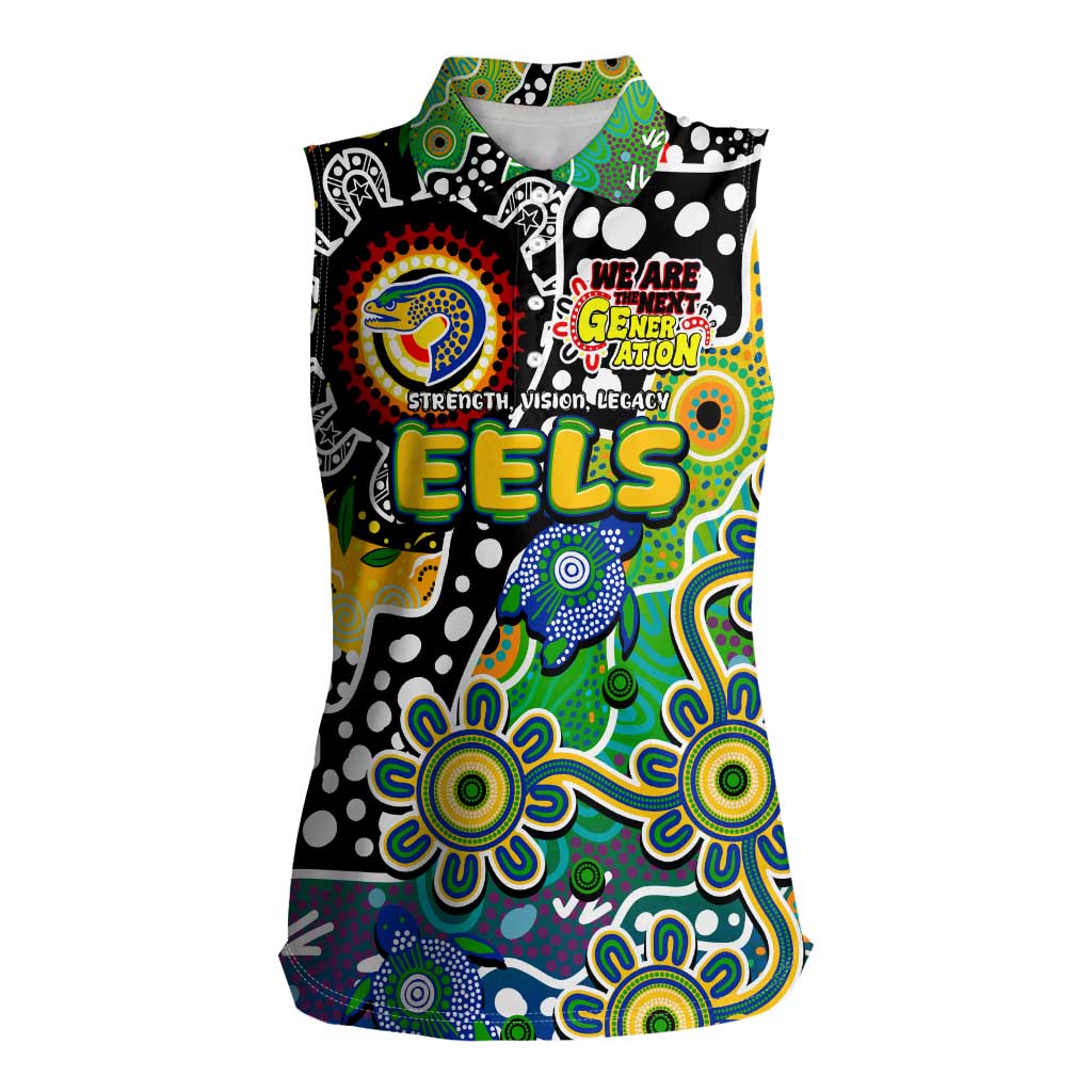 Personalised Eels NRL Celebrating 50 Years of Naidoc Women Sleeveless Polo Shirt NAIDOC Week 2025 Aboriginal
