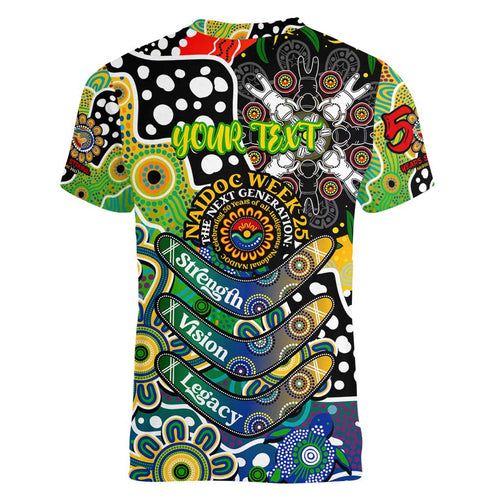 Personalised Eels NRL Celebrating 50 Years of Naidoc Women V-Neck T-Shirt NAIDOC Week 2025 Aboriginal