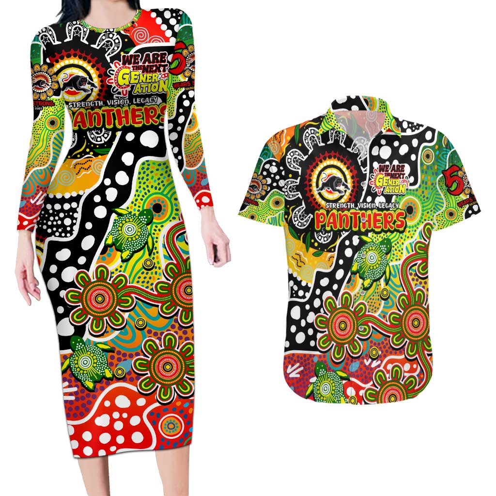 Personalised Panthers NRL Celebrating 50 Years of Naidoc Couples Matching Long Sleeve Bodycon Dress and Hawaiian Shirt NAIDOC Week 2025 Aboriginal