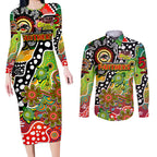 Personalised Panthers NRL Celebrating 50 Years of Naidoc Couples Matching Long Sleeve Bodycon Dress and Long Sleeve Button Shirt NAIDOC Week 2025 Aboriginal