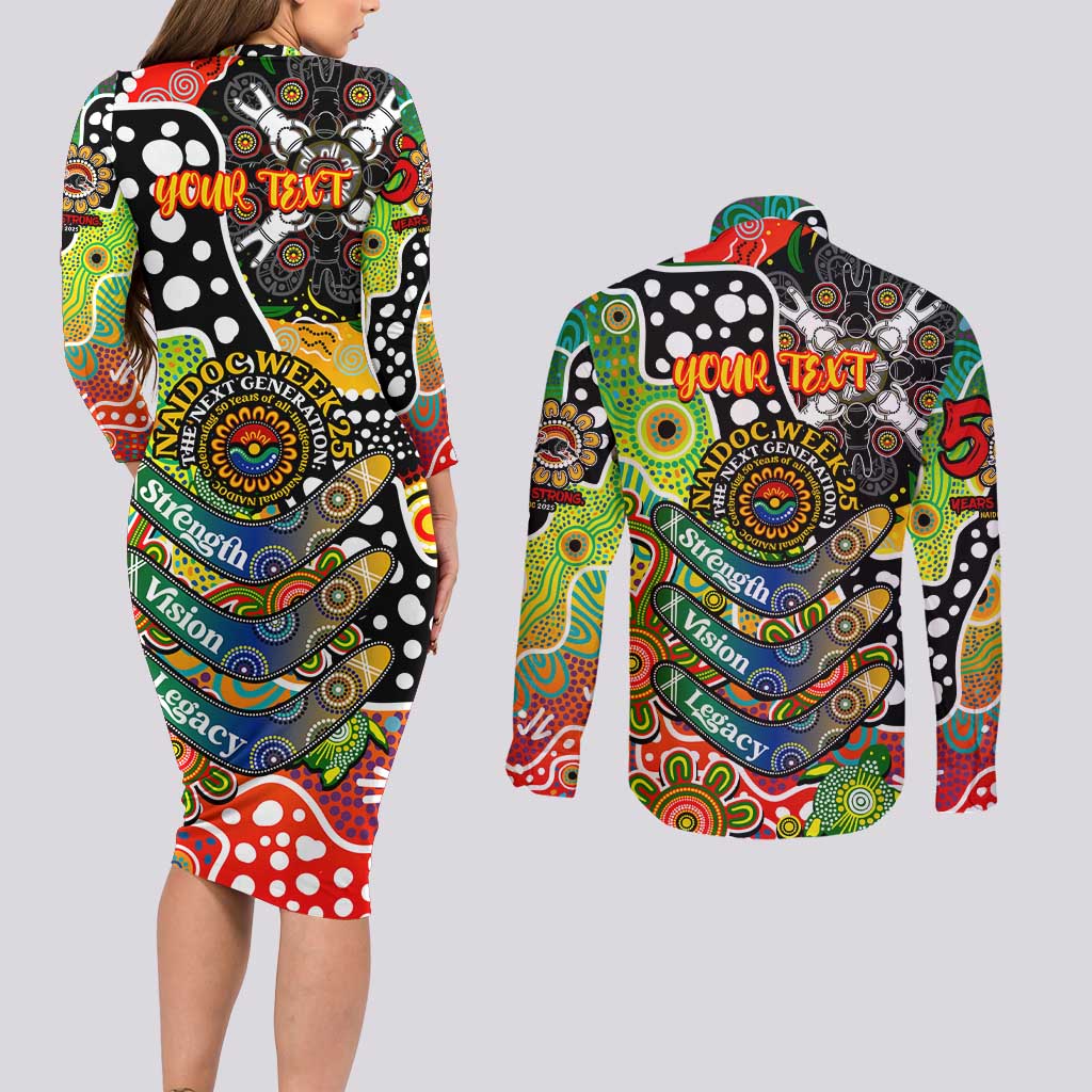 Personalised Panthers NRL Celebrating 50 Years of Naidoc Couples Matching Long Sleeve Bodycon Dress and Long Sleeve Button Shirt NAIDOC Week 2025 Aboriginal