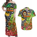 Personalised Panthers NRL Celebrating 50 Years of Naidoc Couples Matching Off Shoulder Maxi Dress and Hawaiian Shirt NAIDOC Week 2025 Aboriginal